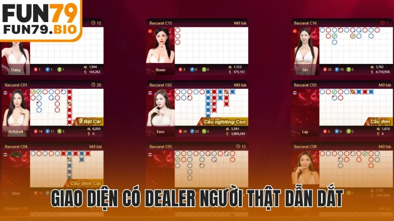 Giao diện có dealer người thật dẫn dắt